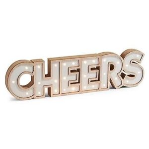BRAND NEW gluckstein wooden cheers LED light up decor (5 in height)